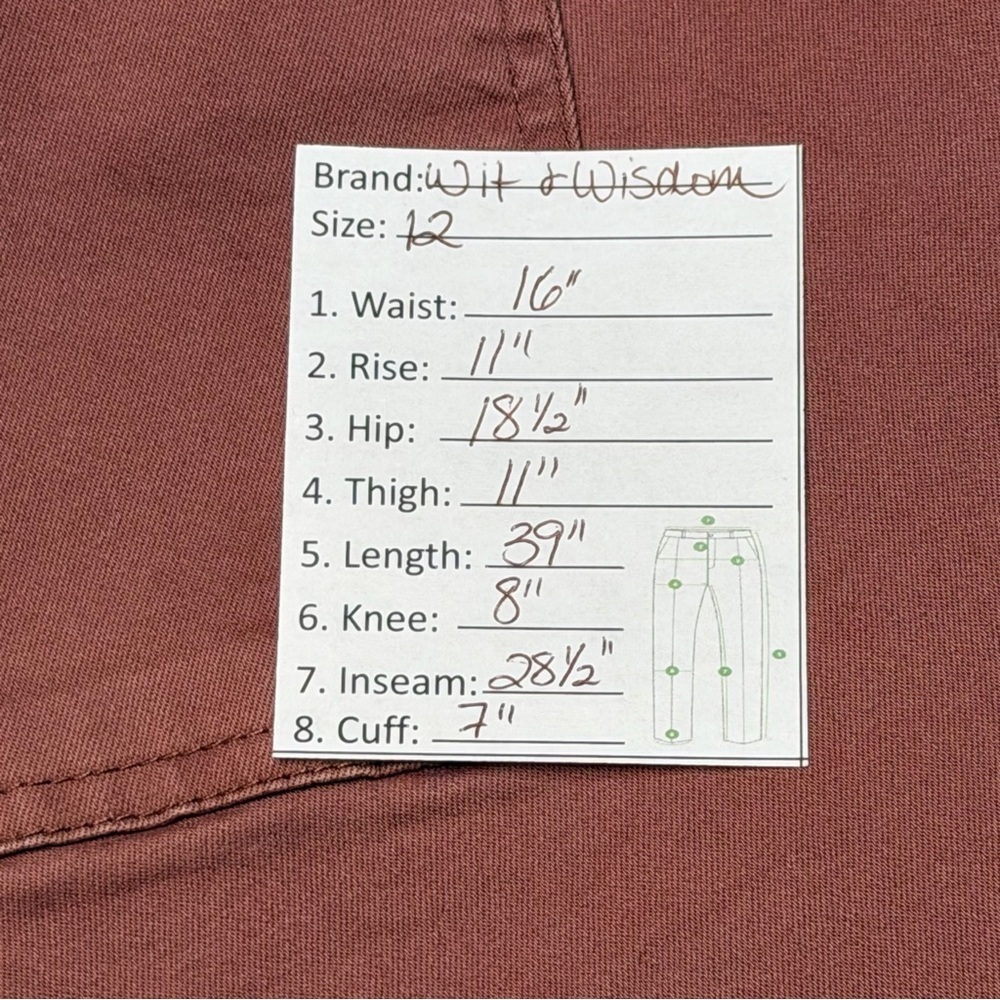 WIT & WISDOM Ab'solution Roll Cuff Stretch Utility Pants In Rum Raisin Sz 12 - Picture 15 of 16